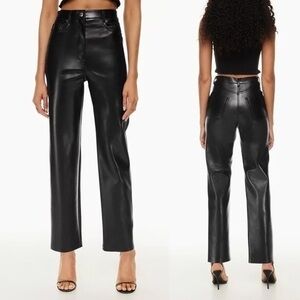 Wilfred Melina High Rise Faux Leather Black Straight Pants S (4)